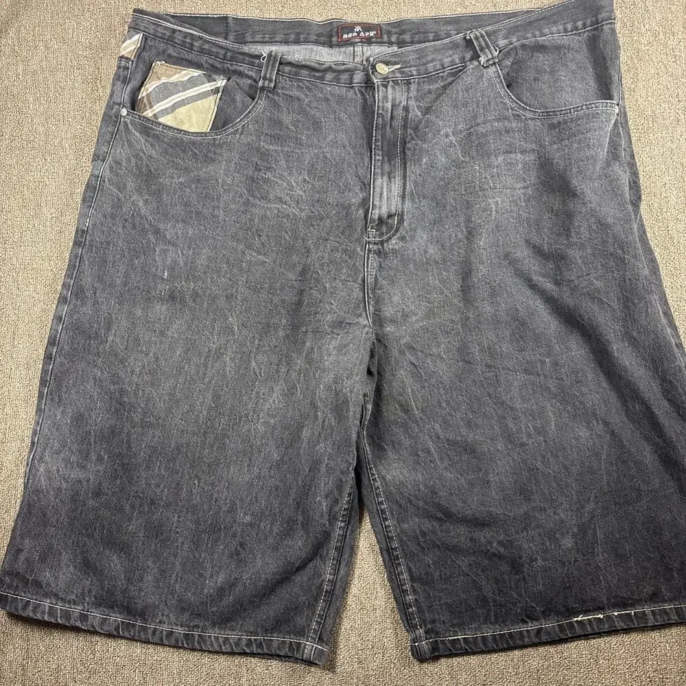 Y2K Men’s Red Ape Shorts Jorts Black Big & Tall Size 52 Denim Skate Baggy